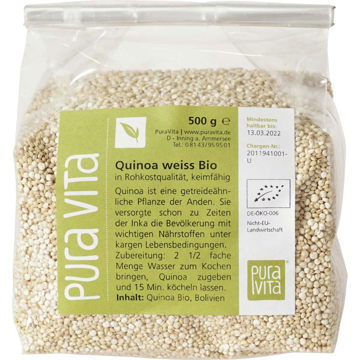 Bio Quinoa weiß in Rohkostqualität 500 g